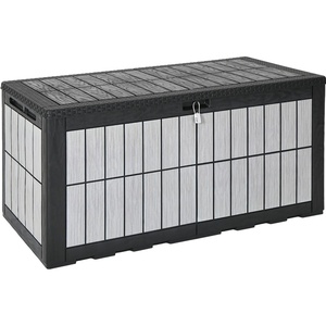 image:imageYITAHOME 31 Gallon Deck Boxes Set of 2 Lockable Outdoor Storage Bins for Patio Cushions Garden Tools WeatherResistant Resin Storage Solution WhiteBlack  WoodGrain Gray