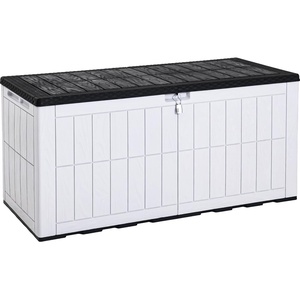 image:imageYITAHOME 31 Gallon Deck Boxes Set of 2 Lockable Outdoor Storage Bins for Patio Cushions Garden Tools WeatherResistant Resin Storage Solution WhiteBlack  GrayishWhite
