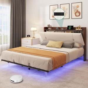 image:imageYITAHOME King Size Bed Frame with 3 Storage Drawers and RGB LED Lights Velvet Upholstered Bed with Charging Station and Storage Headboard No Box Spring Needed Easy Assembly NoiseFree BlackBeige New
