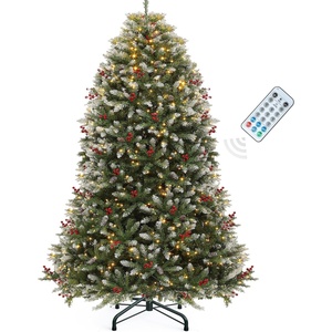 image:imageYITAHOME PreLit Flocked Natural Drooping Pampas Christmas Tree 6ft Snow Flocked Artificial Christmas Tree with 355 PE Branch Tips 30 Feathers and 400 Lights for Home Office Party DecorGreen Bellshaped With Predecorated Pinecones