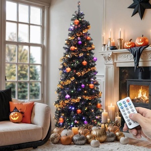 image:imageYITAHOME PreLit Flocked Natural Drooping Pampas Christmas Tree 6ft Snow Flocked Artificial Christmas Tree with 355 PE Branch Tips 30 Feathers and 400 Lights for Home Office Party DecorBlack