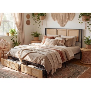 image:imageYITAHOME Queen Size Bed Frame Velvet Upholstered Platform Bed Frame with Headboard Soft Cloud Bed with Footboard Rounded Corners 10 Seconds Easy Assembly Beige Not Include Box SpringWood