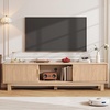 image:imageYITAHOME 59 Fluted TV Stand for TVs up to 65 MidCentury Modern Media Console with Builtin Power Outlets Adjustable Shelves amp Cable Holes Wooden Entertainment Center for Living Room BlackNatural Oak