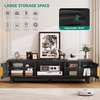 image:imageYITAHOME 59 Fluted TV Stand for TVs up to 65 MidCentury Modern Media Console with Builtin Power Outlets Adjustable Shelves amp Cable Holes Wooden Entertainment Center for Living Room BlackDark Black