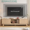 image:imageYITAHOME 59 Fluted TV Stand for TVs up to 65 MidCentury Modern Media Console with Builtin Power Outlets Adjustable Shelves amp Cable Holes Wooden Entertainment Center for Living Room BlackNatural Oak