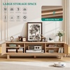 image:imageYITAHOME 59 Fluted TV Stand for TVs up to 65 MidCentury Modern Media Console with Builtin Power Outlets Adjustable Shelves amp Cable Holes Wooden Entertainment Center for Living Room BlackNatural Oak