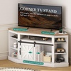 image:imageYITAHOME Corner TV Stand for 50 Inch TV Farmhouse Entertainment Center with Storage amp Power Outlet TV Console Cabinet and Sliding Barn Door for Living Room Grey Wash amp Grey WhiteGrey Wash  Grey White