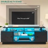 image:imageYITAHOME Modern TV Stand for 80 inch TVs Entertainment Center with LED Lights amp Storage Cabinets TV Console Table with Adjustable Partition for Living Room Black70W