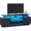 image:imageYITAHOME Modern TV Stand for 80 inch TVs Entertainment Center with LED Lights amp Storage Cabinets TV Console Table with Adjustable Partition for Living Room Black70W