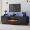 image:imageYITAHOME Modern TV Stand for 80 inch TVs Entertainment Center with LED Lights amp Storage Cabinets TV Console Table with Adjustable Partition for Living Room Black70W