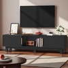image:imageYITAHOME 59 Fluted TV Stand for TVs up to 65 MidCentury Modern Media Console with Builtin Power Outlets Adjustable Shelves amp Cable Holes Wooden Entertainment Center for Living Room BlackDark Black