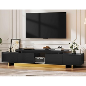 image:imageYITAHOME Extendable Entertainment Center 63 to 89 Inches Modern TV Stand with 2 Door Cabinets and Open Shelf Adjustable Length TV Console for Living Room BlackBlack