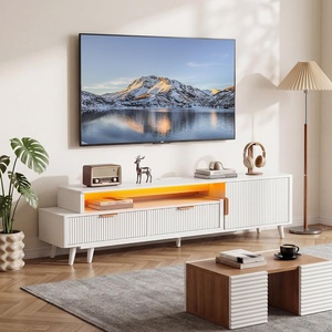 image:imageYITAHOME TV Stand for 100 Inch TVs with Power Outlet amp LED Light Fluted Entertainment Center with Storage Drawers amp Cabinet Modern Media Console for Living Room WhiteWhite