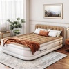 image:imageYITAHOME 18 Flocked Top Queen Air Mattress with Builtin Pump and Headboard Durable Inflatable Bed BlowUp Mattress for Indoor and Outdoor Use BrownWhite  Brown