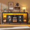 image:imageYITAHOME 335 Tall TV Stand for 75 inch TV LED Entertainment Center with Storage Black TV Stands for Living Room with Acrylic Doors amp Power Outlets Tall TV Console Cabinet BlackBlack