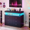 image:imageYITAHOME 6 Drawer Dressers with LED Lights amp Charging Station Modern Chest of Drawers Double Storage Dresser for Living Room Nursery Entryway Black