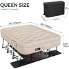 image:imageYITAHOME Inflatable Queen Air Bed with Steel Frame and Builtin Pump QuickInflate Air Mattress Portable Blowup Mattress with Rolling Case 500 lbs Capacity for Camping Travel and Guests Brown