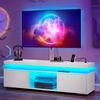 image:imageYITAHOME Modern TV Stand with Mount amp 2 Doors for 757065 Inch TVs  Builtin Power Outlets LED Light Strip Media Console with Storage Entertainment Center for Living Room WhiteWhite