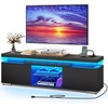 image:imageYITAHOME Modern TV Stand with Mount amp 2 Doors for 757065 Inch TVs  Builtin Power Outlets LED Light Strip Media Console with Storage Entertainment Center for Living Room WhiteBlack