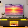 image:imageYITAHOME Modern TV Stand with Mount amp 2 Doors for 757065 Inch TVs  Builtin Power Outlets LED Light Strip Media Console with Storage Entertainment Center for Living Room WhiteBlack