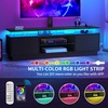 image:imageYITAHOME Modern TV Stand with Mount amp 2 Doors for 757065 Inch TVs  Builtin Power Outlets LED Light Strip Media Console with Storage Entertainment Center for Living Room WhiteBlack