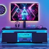 image:imageYITAHOME Modern TV Stand with Mount amp 2 Doors for 757065 Inch TVs  Builtin Power Outlets LED Light Strip Media Console with Storage Entertainment Center for Living Room WhiteBlack
