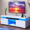 image:imageYITAHOME Modern TV Stand with Mount amp 2 Doors for 757065 Inch TVs  Builtin Power Outlets LED Light Strip Media Console with Storage Entertainment Center for Living Room WhiteWhite