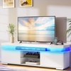 image:imageYITAHOME Modern TV Stand with Mount amp 2 Doors for 757065 Inch TVs  Builtin Power Outlets LED Light Strip Media Console with Storage Entertainment Center for Living Room WhiteWhite