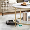 image:imageYITAHOME White Marble Round Coffee Table with Glass for Living Room 2Tier Circle Coffee Table with Storage Clear Coffee Table Simple Modern Center Cocktail Table White amp GoldGold