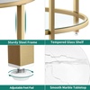 image:imageYITAHOME White Marble Round Coffee Table with Glass for Living Room 2Tier Circle Coffee Table with Storage Clear Coffee Table Simple Modern Center Cocktail Table White amp GoldGold