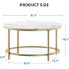 image:imageYITAHOME White Marble Round Coffee Table with Glass for Living Room 2Tier Circle Coffee Table with Storage Clear Coffee Table Simple Modern Center Cocktail Table White amp GoldGold