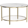 image:imageYITAHOME White Marble Round Coffee Table with Glass for Living Room 2Tier Circle Coffee Table with Storage Clear Coffee Table Simple Modern Center Cocktail Table White amp GoldGold