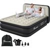 image:imageYITAHOME 18 Flocked Top Queen Air Mattress with Builtin Pump and Headboard Durable Inflatable Bed BlowUp Mattress for Indoor and Outdoor Use Black