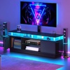 image:imageYITAHOME Modern TV Stand with Mount amp 2 Doors for 757065 Inch TVs  Builtin Power Outlets LED Light Strip Media Console with Storage Entertainment Center for Living Room WhiteBlack
