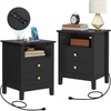 image:imageYITAHOME Set of 2 Nightstand with Charging Station Night Stands with 2 Drawers for Bedroom Modern Bedside Table End Side Table with USB Ports and Outlets Black