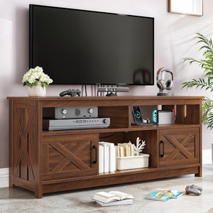 image:imageYITAHOME TV Stand for 6555 Inch Television Farmhouse Entertainment Center Television Stand with Power Outlets and Open Shelf Media Console TV Cabinet for Living Room Dark GreyWalnut