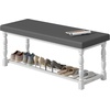 image:imageYITAHOME 48 Inch Entryway Bench Storage Bench with Metal Shelf amp Cushioned Seat Indoor Shoe Rack Bench Seat for Dressing Room Bedroom Hallway Entrance Brown amp BlackGrey  White