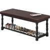 image:imageYITAHOME 48 Inch Entryway Bench Storage Bench with Metal Shelf amp Cushioned Seat Indoor Shoe Rack Bench Seat for Dressing Room Bedroom Hallway Entrance Brown amp BlackBrown  Black