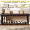 image:imageYITAHOME 48 Inch Entryway Bench Storage Bench with Metal Shelf amp Cushioned Seat Indoor Shoe Rack Bench Seat for Dressing Room Bedroom Hallway Entrance Brown amp BlackBrown  Black