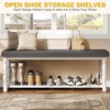 image:imageYITAHOME 48 Inch Entryway Bench Storage Bench with Metal Shelf amp Cushioned Seat Indoor Shoe Rack Bench Seat for Dressing Room Bedroom Hallway Entrance Brown amp BlackGrey  White