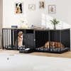 image:imageYITAHOME 945 Large Dog Crate Furniture with Feeder Bowls Heavy Duty Dog Kennel with Room Divider and Drawer Wooden Dog House TV Stand Table Indoor for 2 LargeMedium Dogs Black