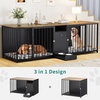 image:imageYITAHOME 945 Large Dog Crate Furniture with Feeder Bowls Heavy Duty Dog Kennel with Room Divider and Drawer Wooden Dog House TV Stand Table Indoor for 2 LargeMedium Dogs Black