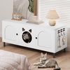 image:imageYITAHOME Cat Litter Box Enclosure for 2 Cats Hidden Litter Box Furniture with Double Rooms Scratching Pad PompomHanging Hooks Wooden Cat House 472 L x177 W x204 H All White