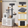 image:imageYITAHOME Cat Tree with Litter Box Enclosure 2in1 Cat Furniture Modern Cat Condo with Cat House Perch Food Station Hammocks Scratch Post Hair Brush 535 Inch WhiteMilk White