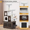 image:imageYITAHOME Cat Tree with Litter Box Enclosure 2in1 Cat Furniture Modern Cat Condo with Cat House Perch Food Station Hammocks Scratch Post Hair Brush 535 Inch WhiteRustic Brown