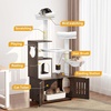 image:imageYITAHOME Cat Tree with Litter Box Enclosure 2in1 Cat Furniture Modern Cat Condo with Cat House Perch Food Station Hammocks Scratch Post Hair Brush 535 Inch WhiteRustic Brown