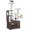 image:imageYITAHOME Cat Tree with Litter Box Enclosure 2in1 Cat Furniture Modern Cat Condo with Cat House Perch Food Station Hammocks Scratch Post Hair Brush 535 Inch WhiteRustic Brown