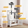 image:imageYITAHOME Cat Tree with Litter Box Enclosure 2in1 Cat Furniture Modern Cat Condo with Cat House Perch Food Station Hammocks Scratch Post Hair Brush 535 Inch WhiteSnow White