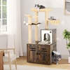 image:imageYITAHOME Cat Tree with Litter Box Enclosure Wooden Cat Tower Furniture for Large Cats 20 lbs Heavy Duty 2in1 Modern Condo House with Scratching Posts Perch Caves and Washable Cushions Brown