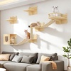 image:imageYITAHOME Cat Wall Shelves and Perches for Wall Solid Wood Wall Mounted Cat Furniture 9 Piece Set Cat Climbing Shelves Playground Scratching Post with 4 Steps Indoor Mounted Condos House